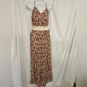Justify Rust/cream Paisley Summer Jumpsuit Size S